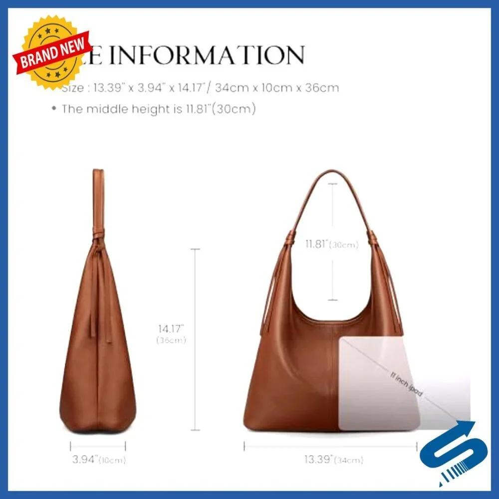 Genuine Leather Slouchy Hobo Tote Handbag with Tassel Ribbon Chic Boho